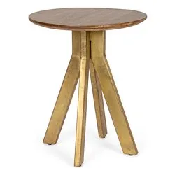 SHERMAN Tavolino Ottone e Legno (50cm) - immagine 1