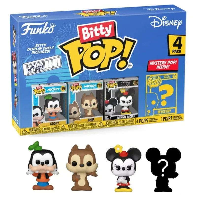 Funko Bitty Pop Disney Pack 4 Pippo/Chip/Minnie Mouse/Figura misteriosa - immagine 1