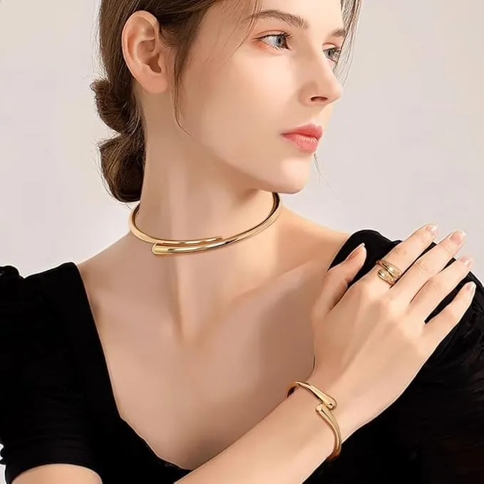 KBRPEY Lacrima Parure Gioielli Donna Placcato Oro Argento Collana Bracciale Anello Regolabile Set di Gioielli Regalo per Donne e Ragazze (Oro) - immagine 6