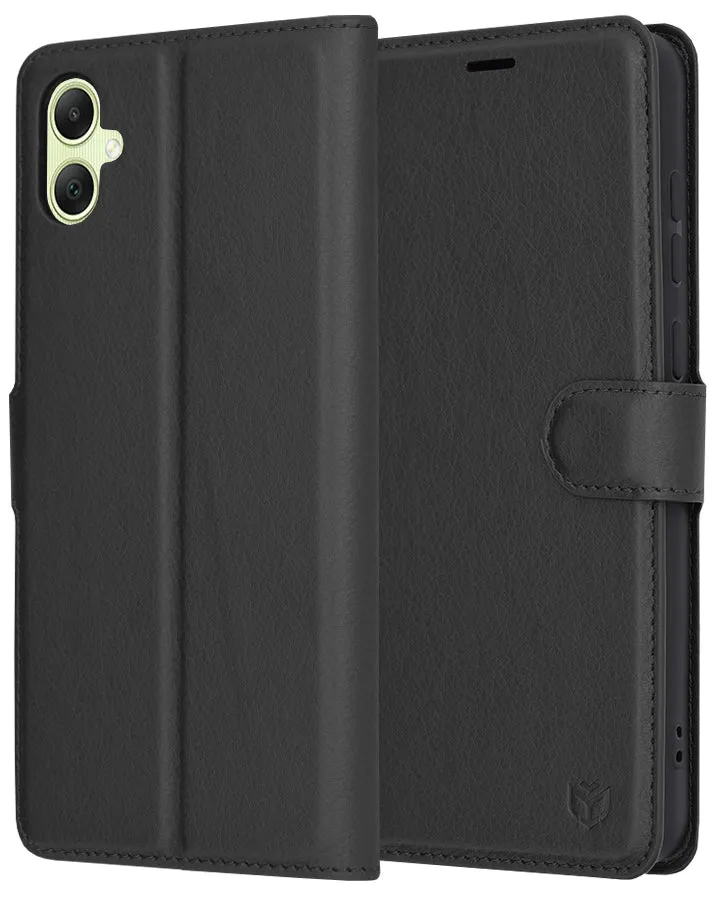 Custodia per Samsung Galaxy A05 A055, Techsuit, Leather Folio, Nera - immagine 1