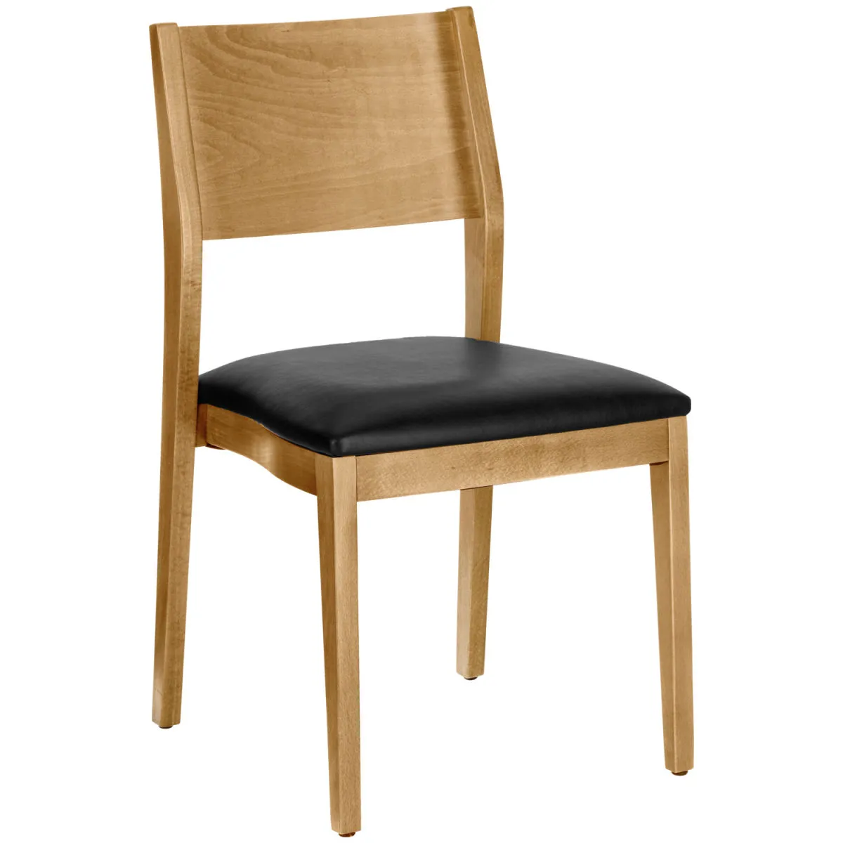 2x VEGA Sedia impilabile Stak in similpelle; 48x51x86 cm (LxPxH); seduta nero, struttura marrone chiaro; 2 pz. / Pacco - immagine 1