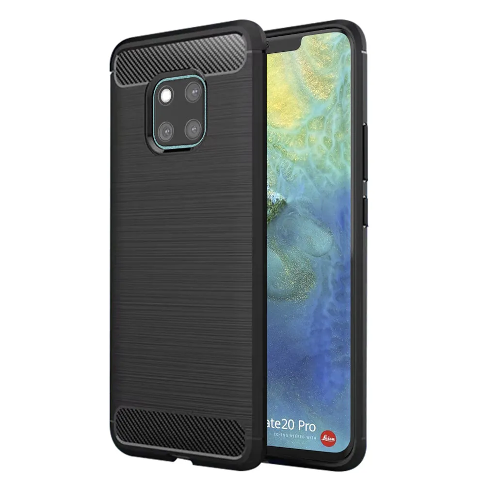Custodia per Huawei Mate 20 Pro, Techsuit, Carbonio, Nera - immagine 1