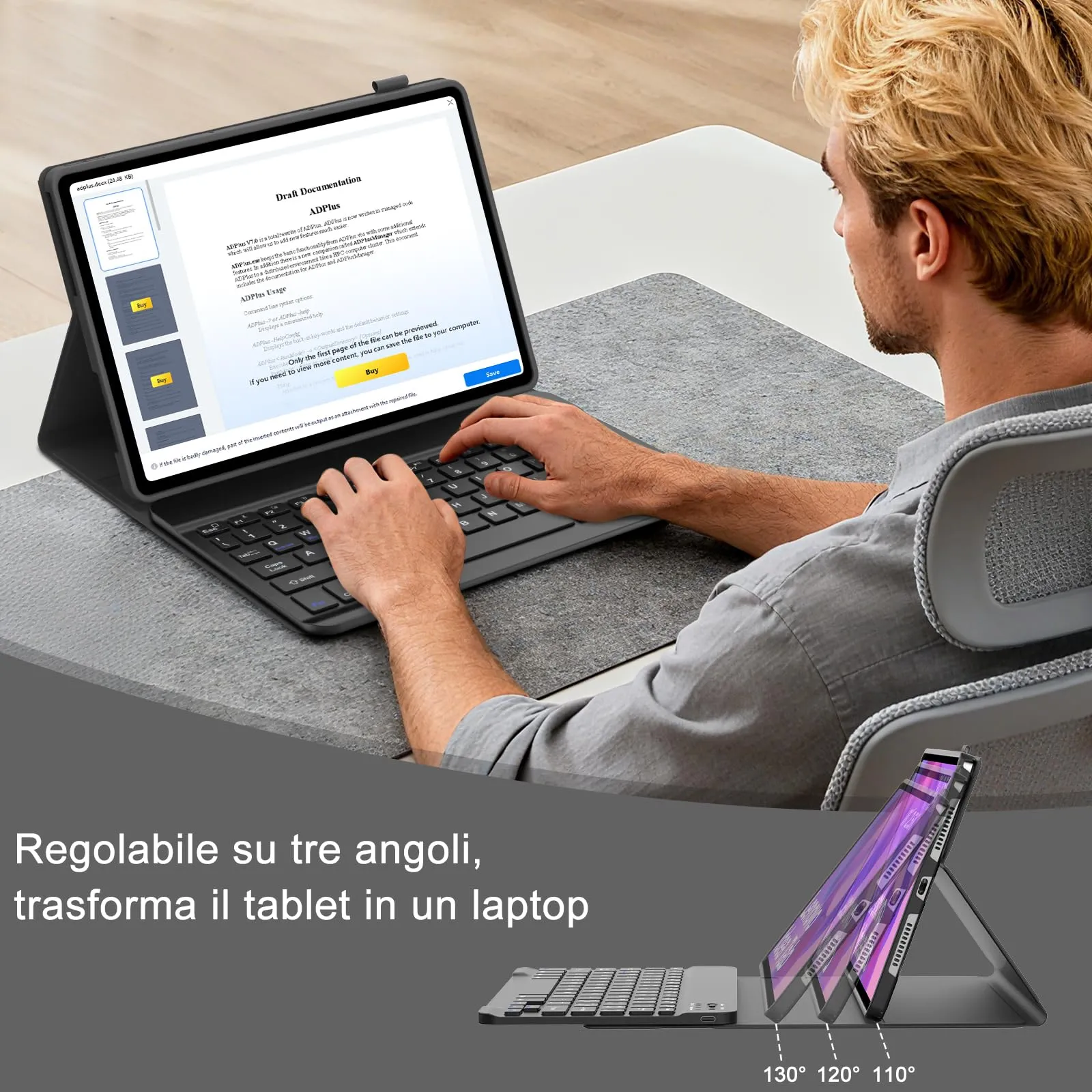 FOGARI Per Lenovo Idea Tab 2025 11/Tab M11 2024 11 Pollici Cover Tastiera - immagine 7