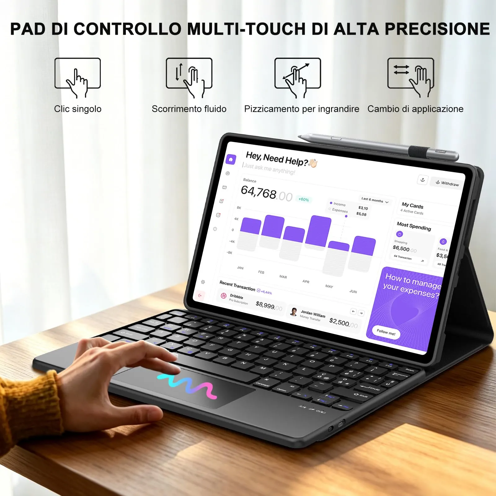 FOGARI Per Lenovo Idea Tab 2025 11/Tab M11 2024 11 Pollici Cover Tastiera - immagine 5