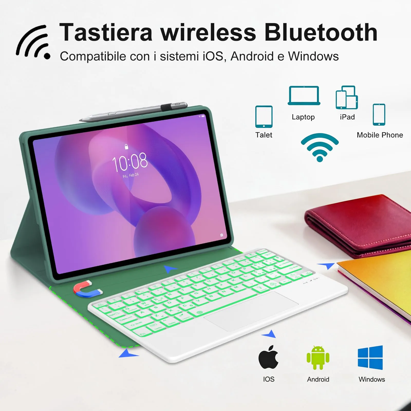 FOGARI Per Lenovo Idea Tab 2025 11/Tab M11 2024 11 Pollici Cover Tastiera - immagine 3