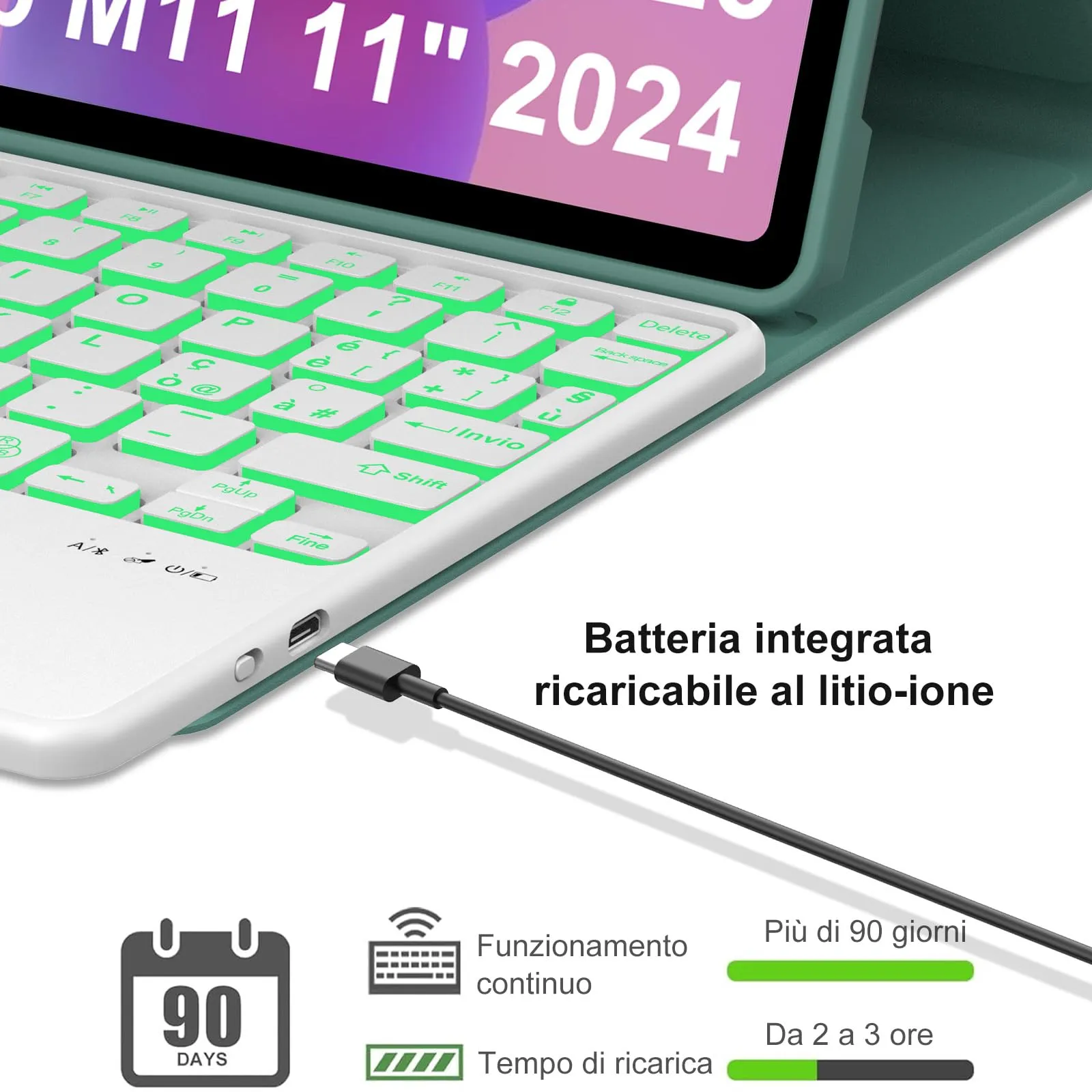 FOGARI Per Lenovo Idea Tab 2025 11/Tab M11 2024 11 Pollici Cover Tastiera - immagine 4