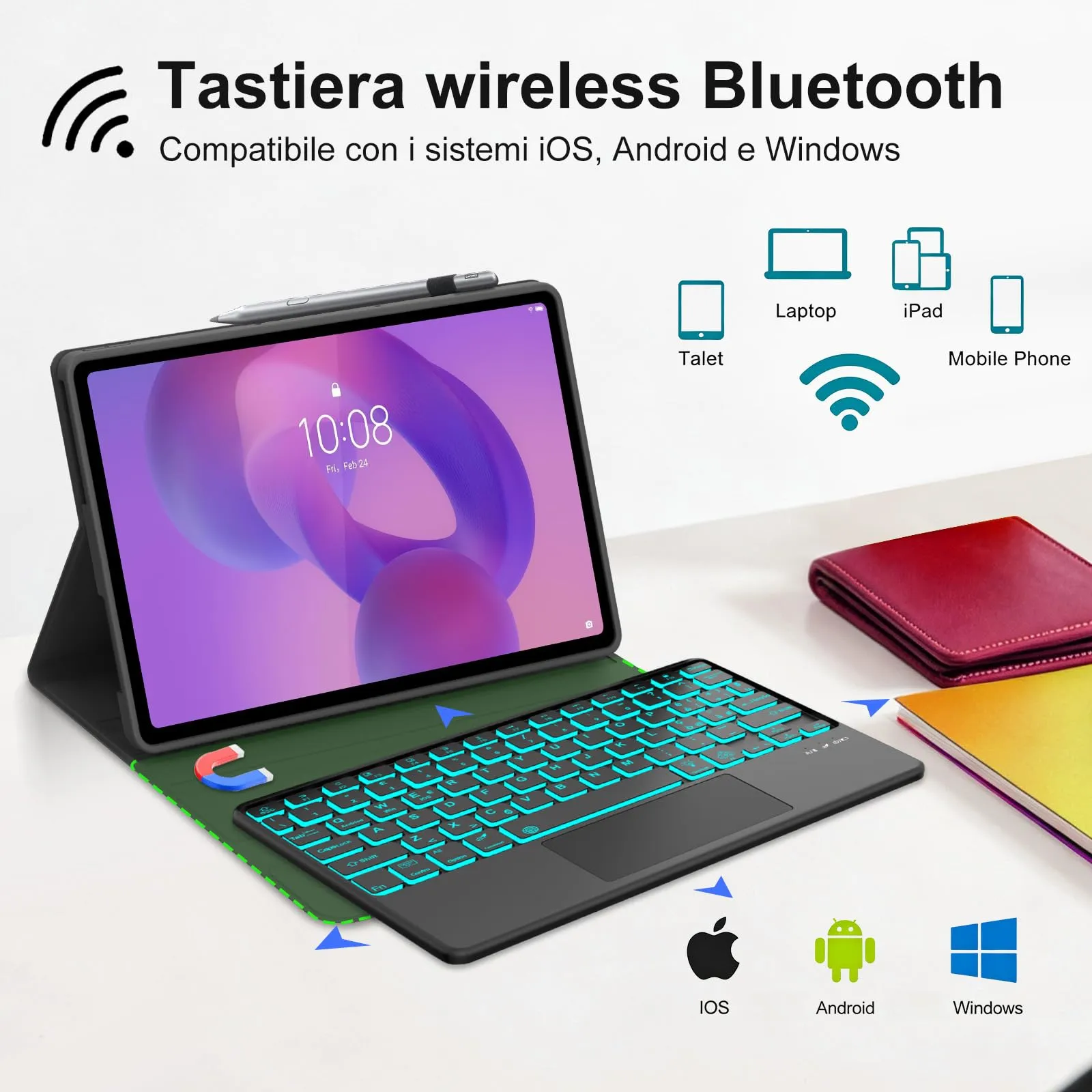 FOGARI Per Lenovo Idea Tab 2025 11/Tab M11 2024 11 Pollici Cover Tastiera - immagine 3