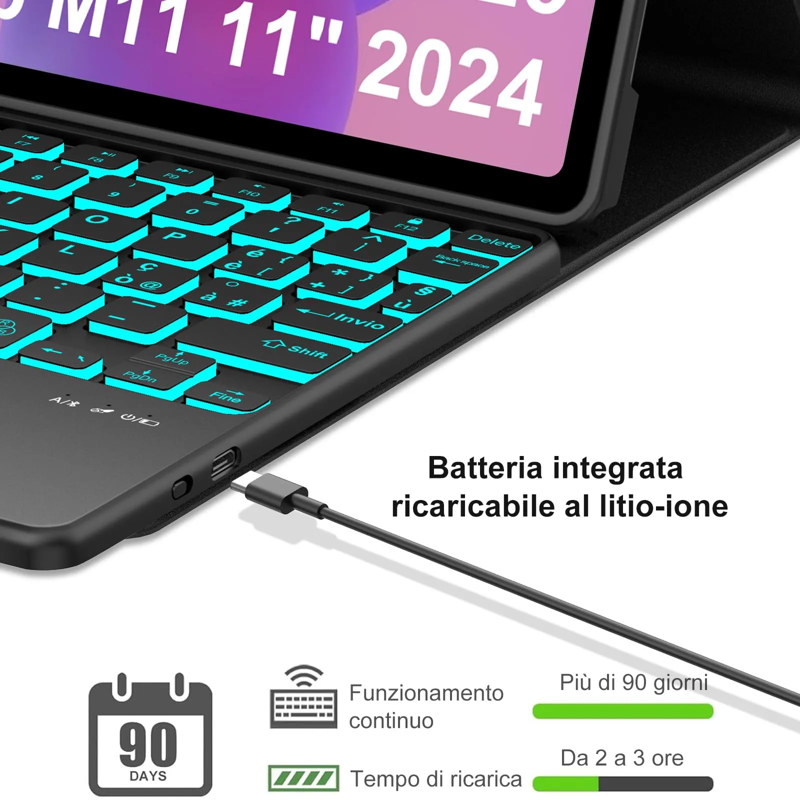 FOGARI Per Lenovo Idea Tab 2025 11/Tab M11 2024 11 Pollici Cover Tastiera - immagine 4