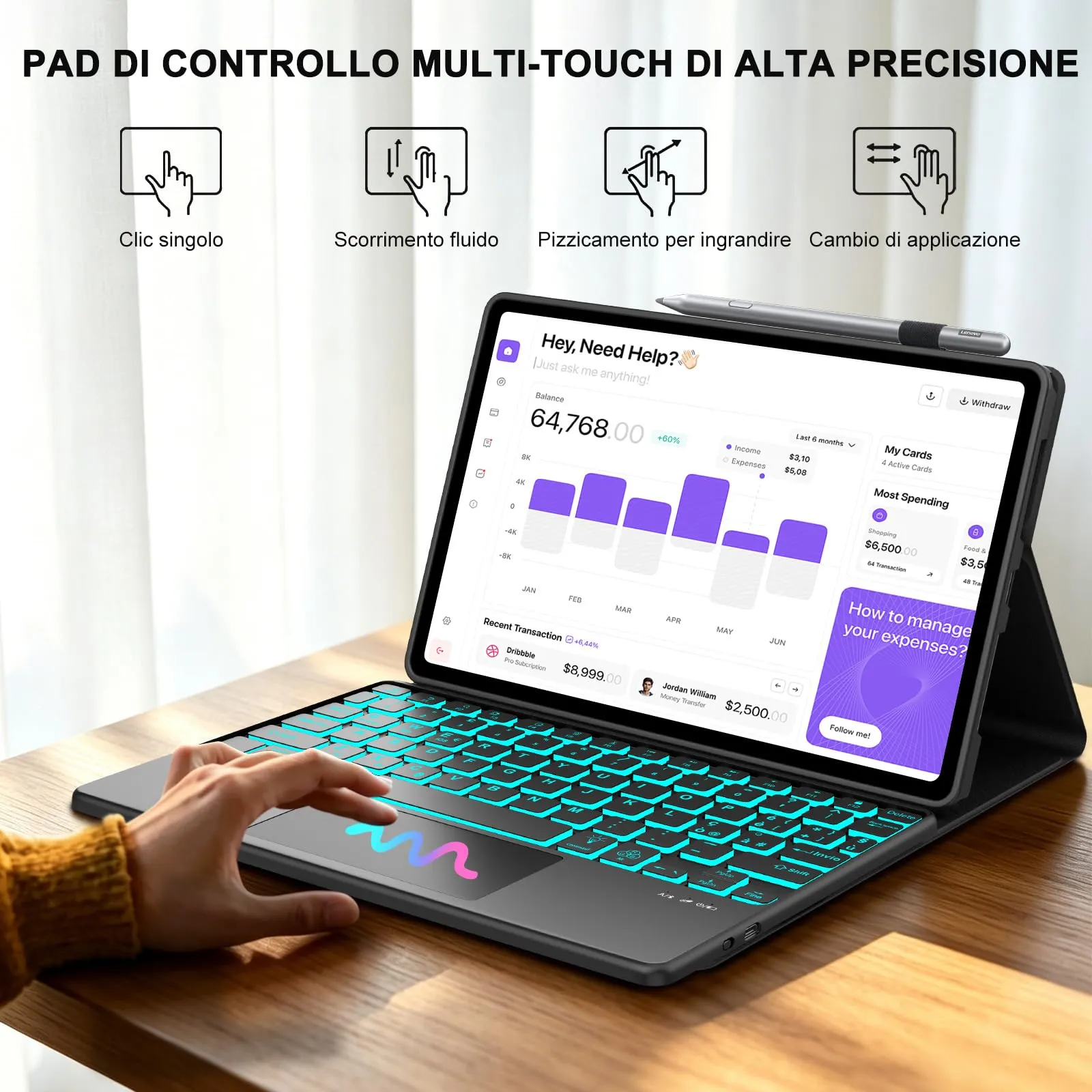 FOGARI Per Lenovo Idea Tab 2025 11/Tab M11 2024 11 Pollici Cover Tastiera - immagine 5