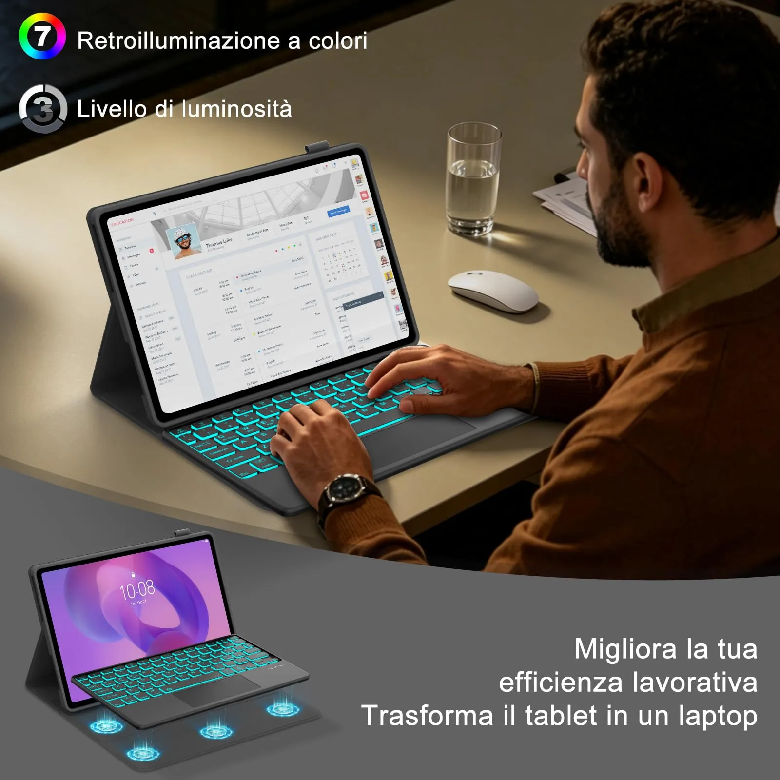 FOGARI Per Lenovo Idea Tab 2025 11/Tab M11 2024 11 Pollici Cover Tastiera - immagine 6