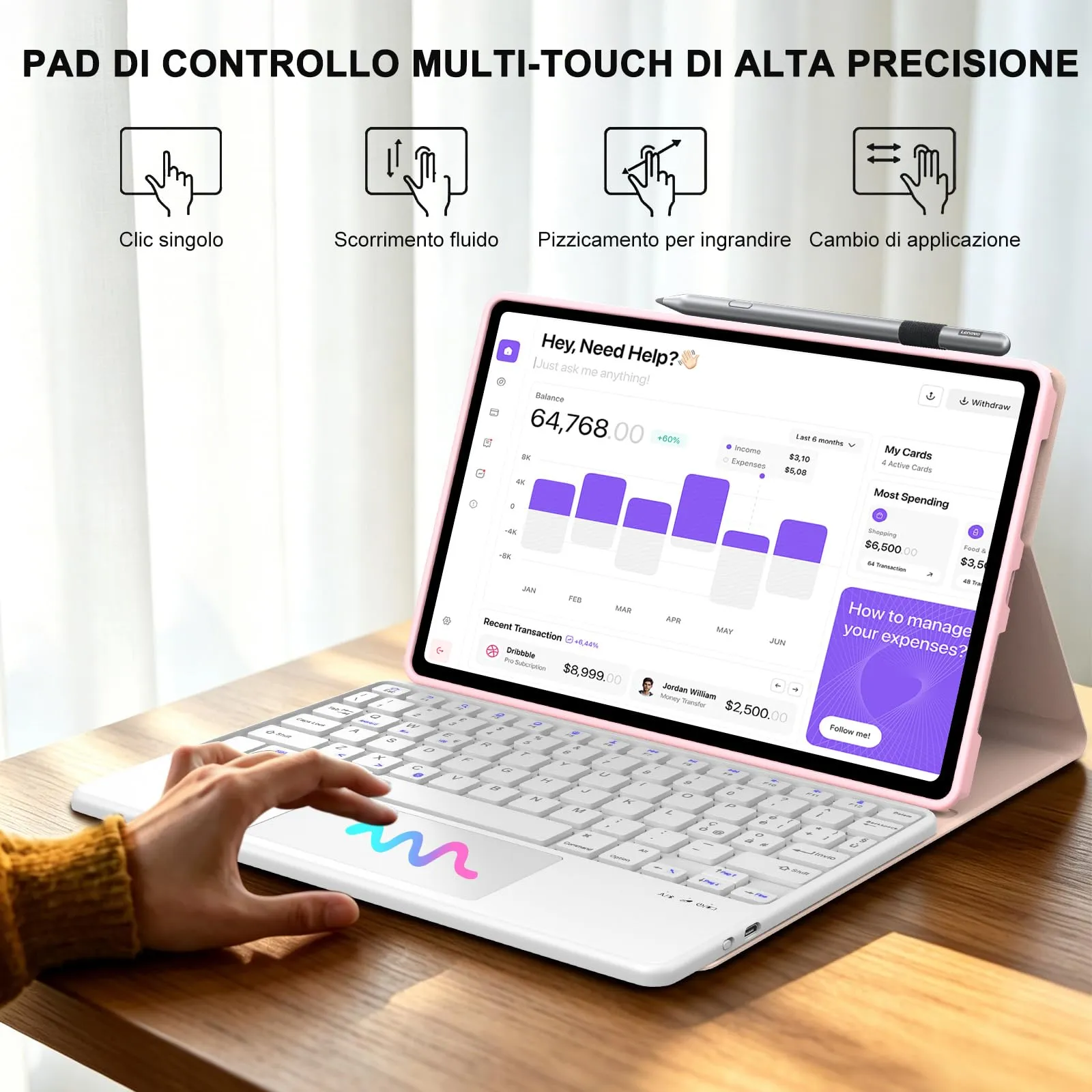 FOGARI Per Lenovo Idea Tab 2025 11/Tab M11 2024 11 Pollici Cover Tastiera - immagine 5