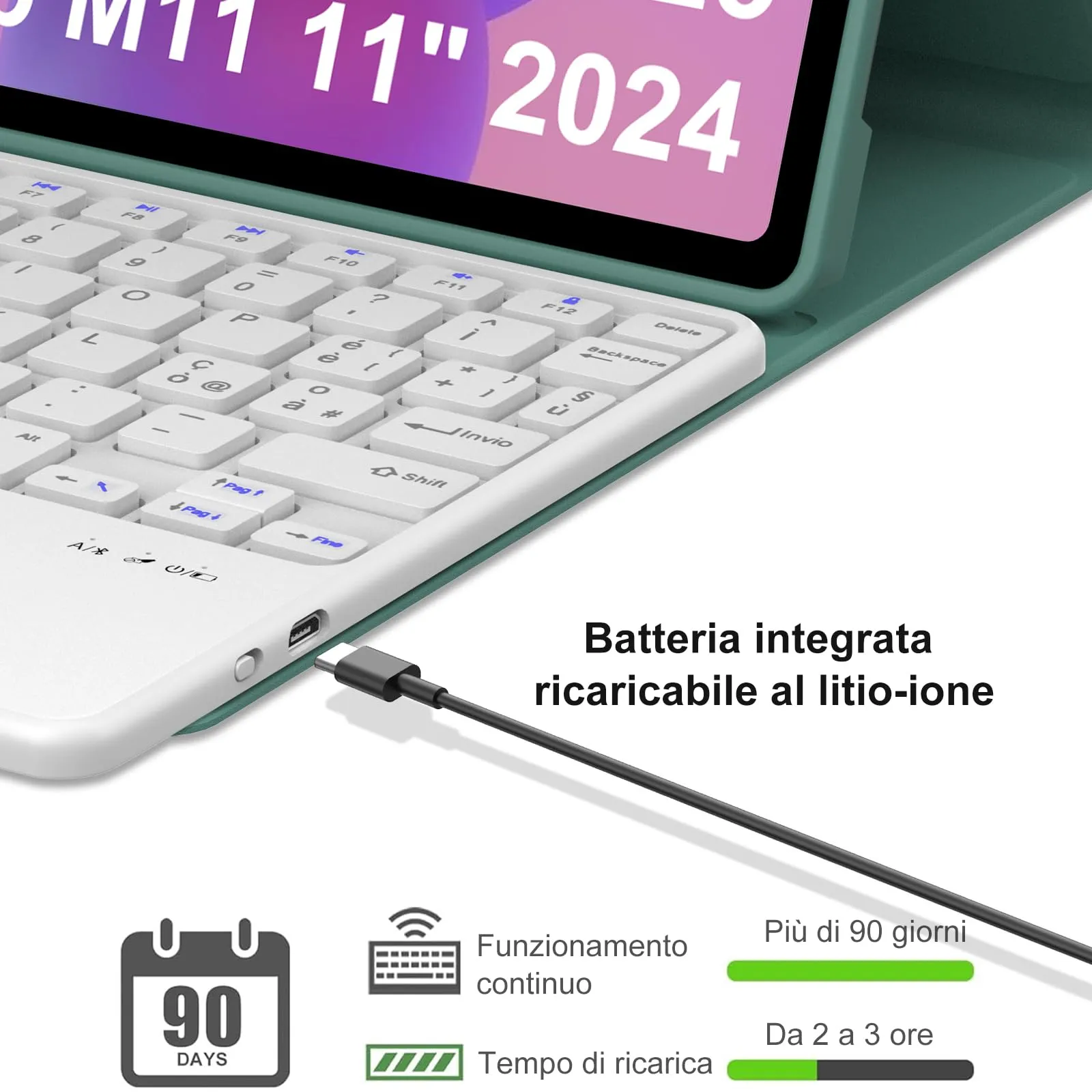 FOGARI Per Lenovo Idea Tab 2025 11/Tab M11 2024 11 Pollici Cover Tastiera - immagine 4
