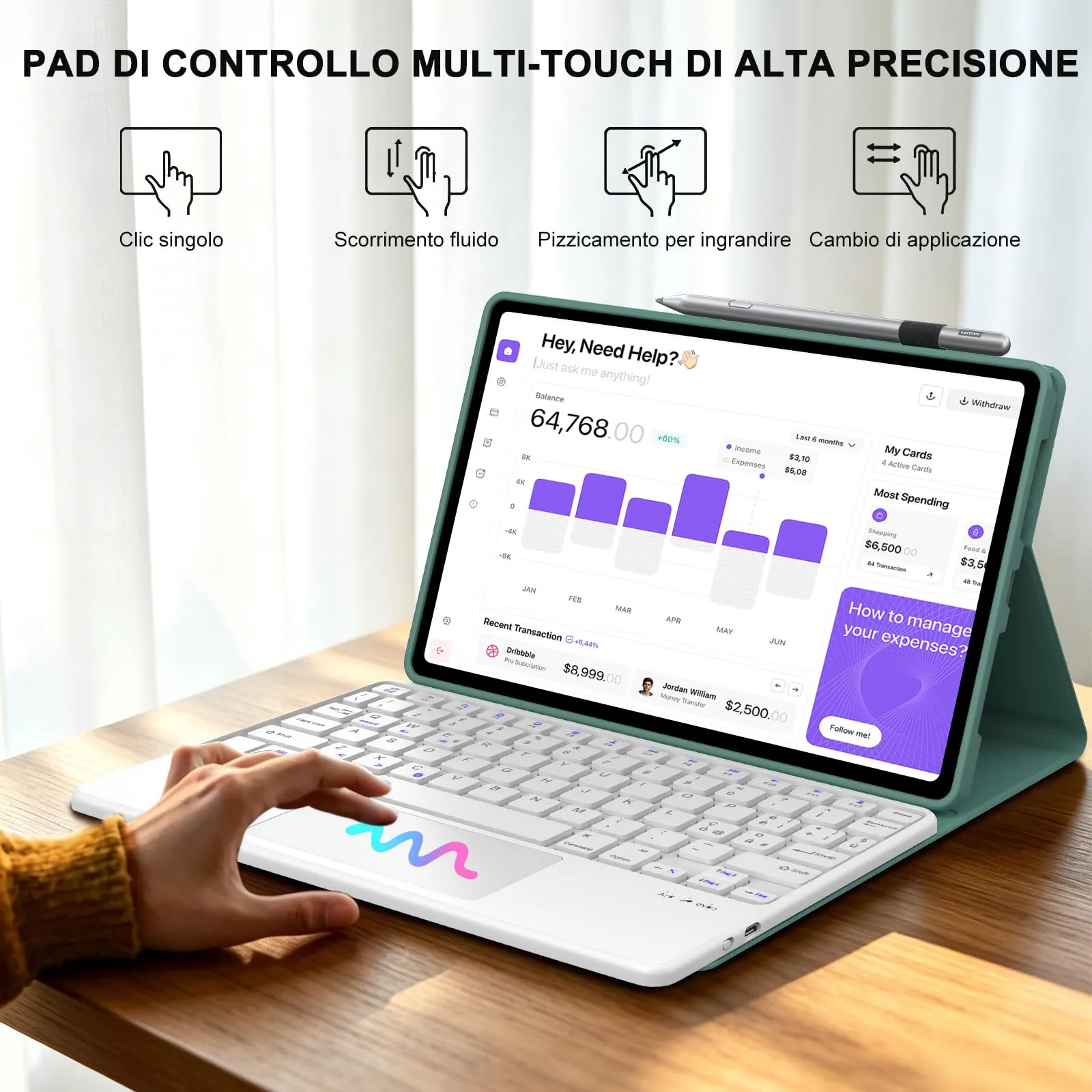 FOGARI Per Lenovo Idea Tab 2025 11/Tab M11 2024 11 Pollici Cover Tastiera - immagine 5