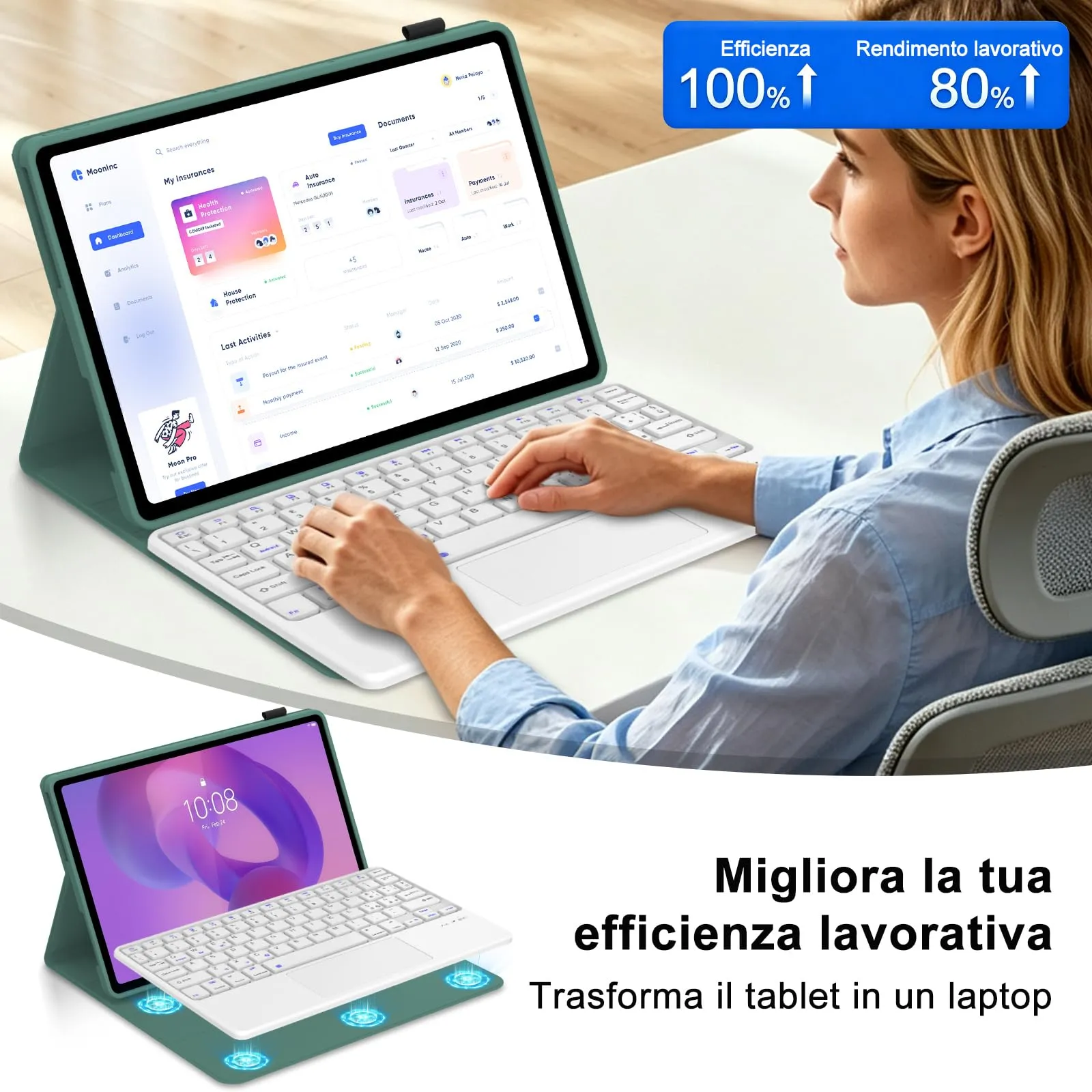 FOGARI Per Lenovo Idea Tab 2025 11/Tab M11 2024 11 Pollici Cover Tastiera - immagine 8