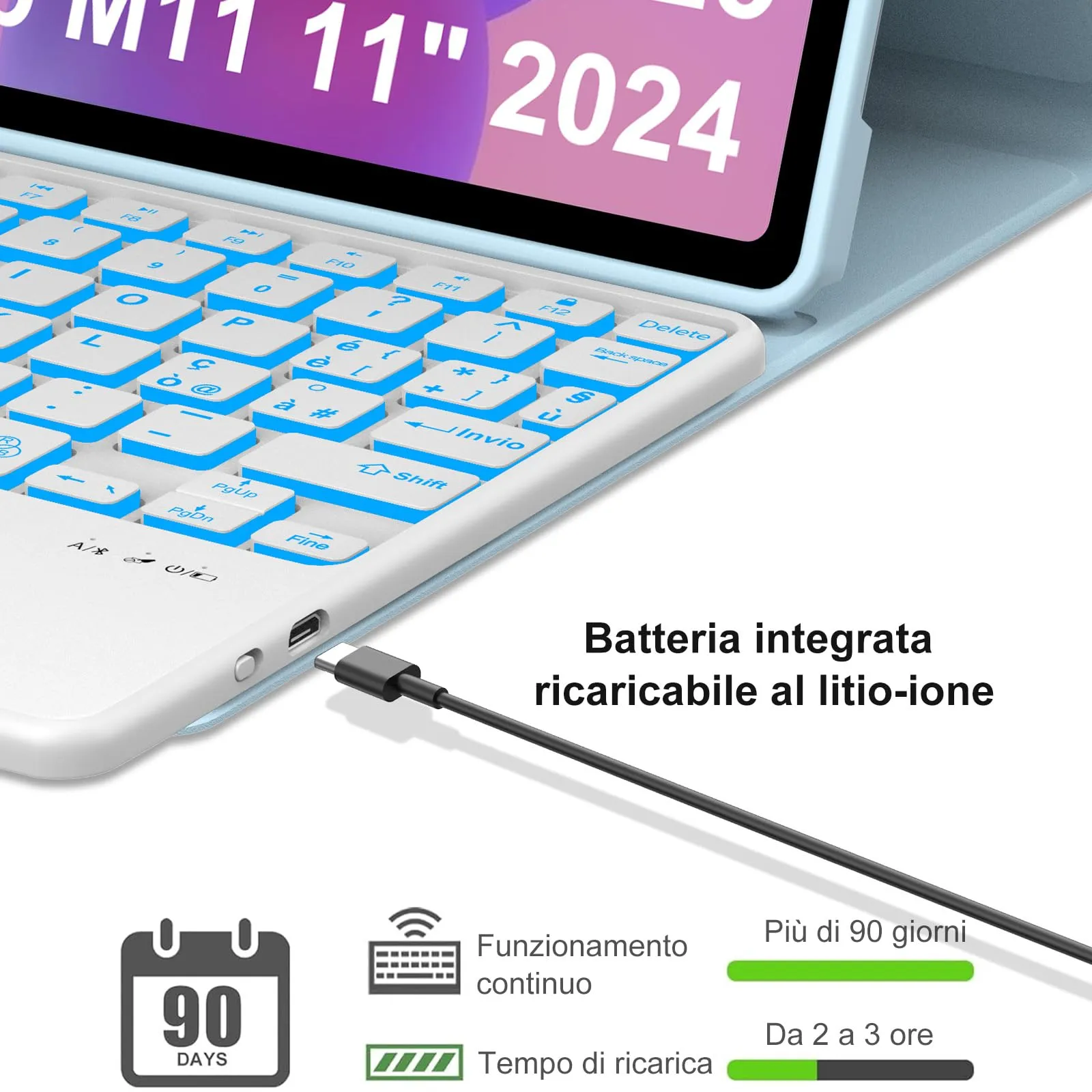 FOGARI Per Lenovo Idea Tab 2025 11/Tab M11 2024 11 Pollici Cover Tastiera - immagine 4