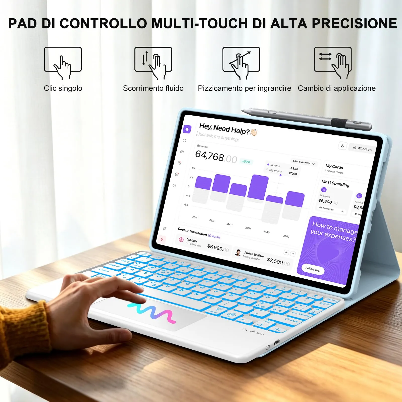 FOGARI Per Lenovo Idea Tab 2025 11/Tab M11 2024 11 Pollici Cover Tastiera - immagine 5