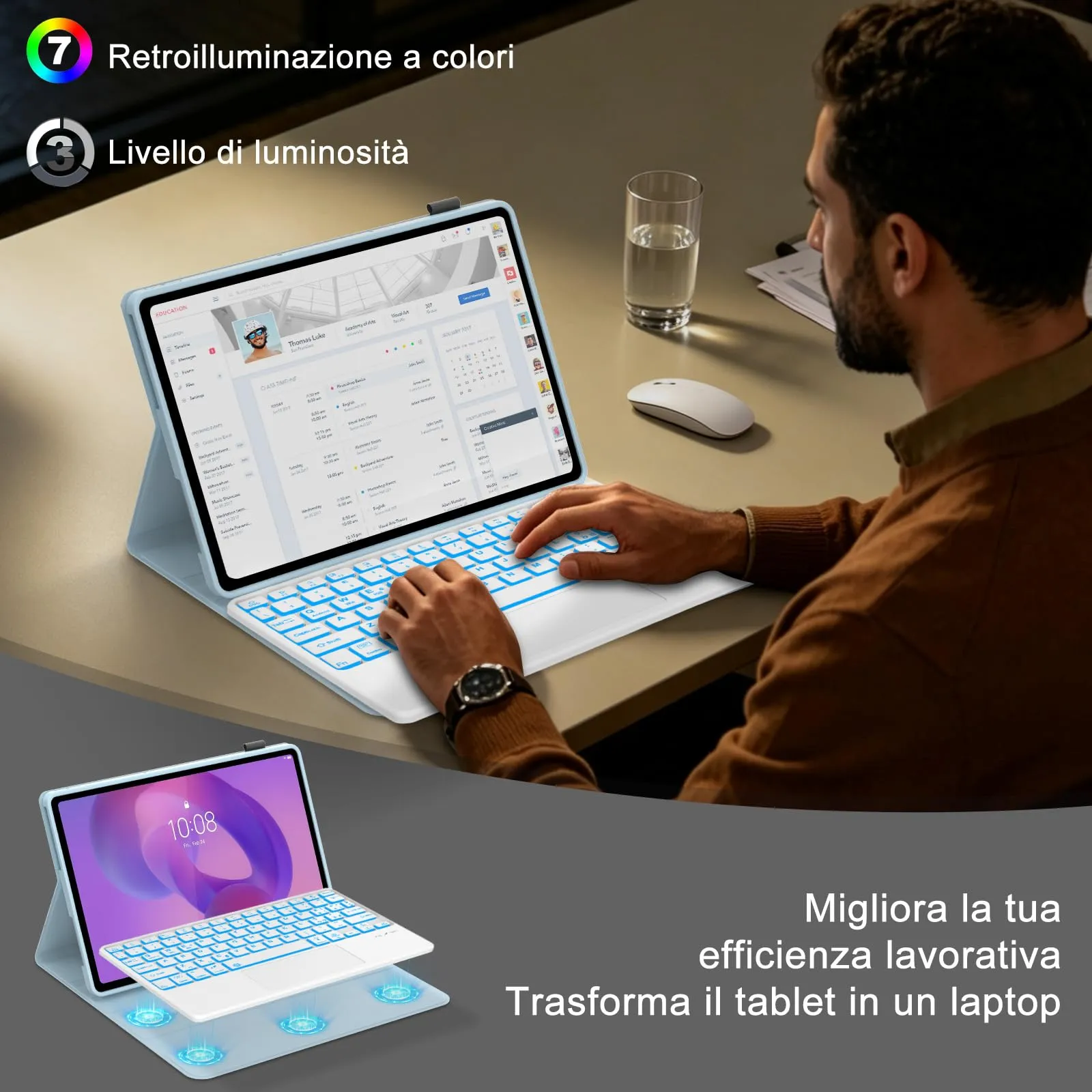 FOGARI Per Lenovo Idea Tab 2025 11/Tab M11 2024 11 Pollici Cover Tastiera - immagine 6