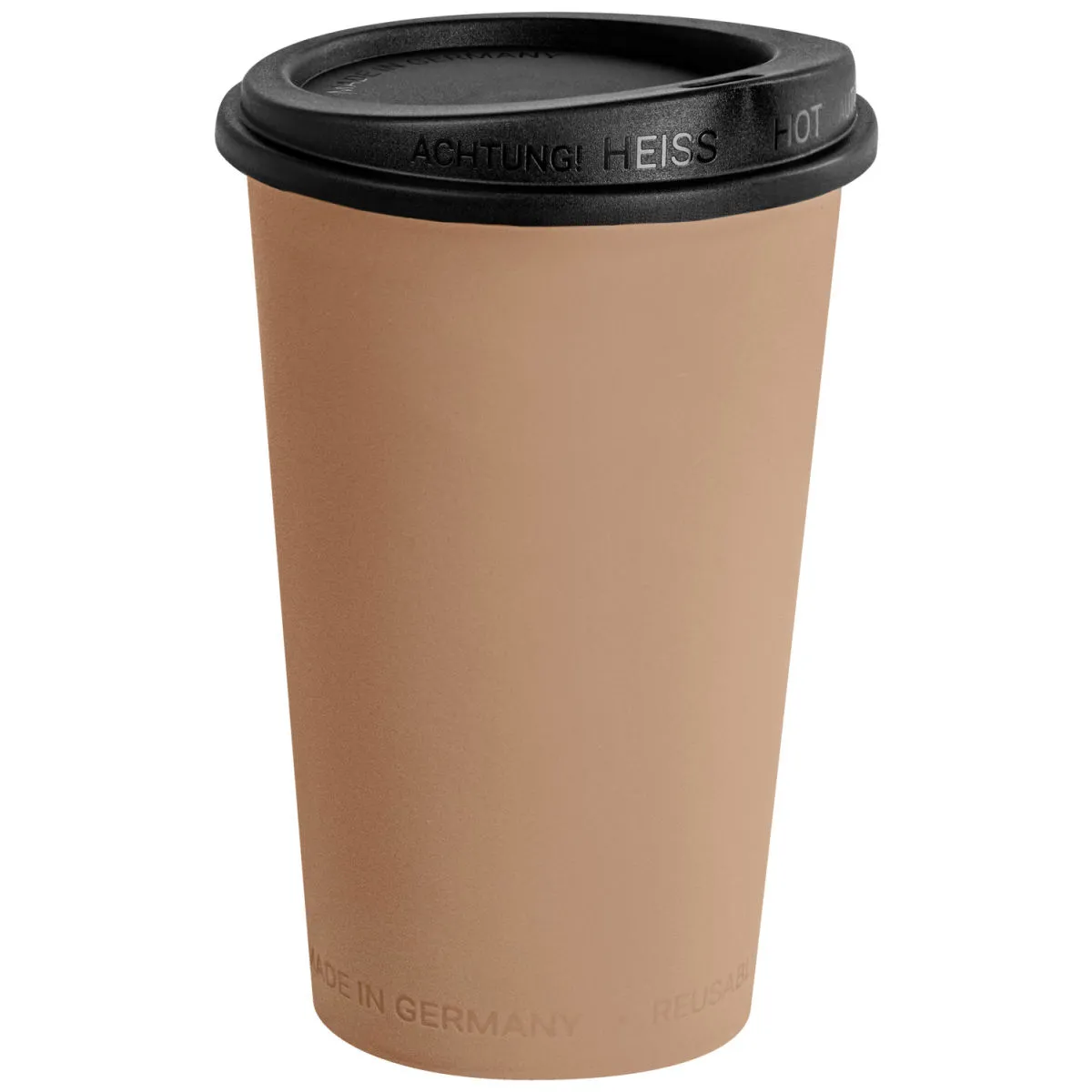 25x elasto REuse Tazza riutilizzabile Michigan con coperchio; 300 ml, 7.9x12.5 cm (ØxH); marrone/nero; 25 pz. / Pacco - immagine 1