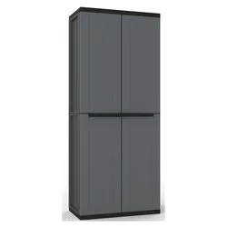 J BASE 268 Armadio plastica 2 Ante battenti Grigio sky e Nero (70cm) Mobile KIT - immagine 1