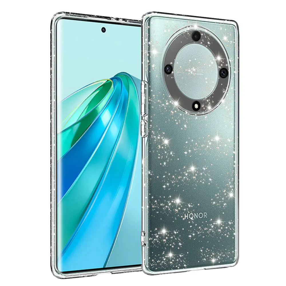 Custodia per Honor X9a, Techsuit, SparkleSkin, Trasparente - immagine 1