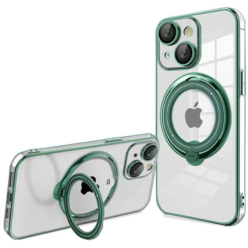 Custodia ad anello magnetico verde freddo per iPhone 15 Plus - immagine 1