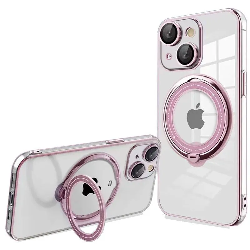 Custodia ad anello magnetico rosa freddo per iPhone 15 Plus - immagine 1