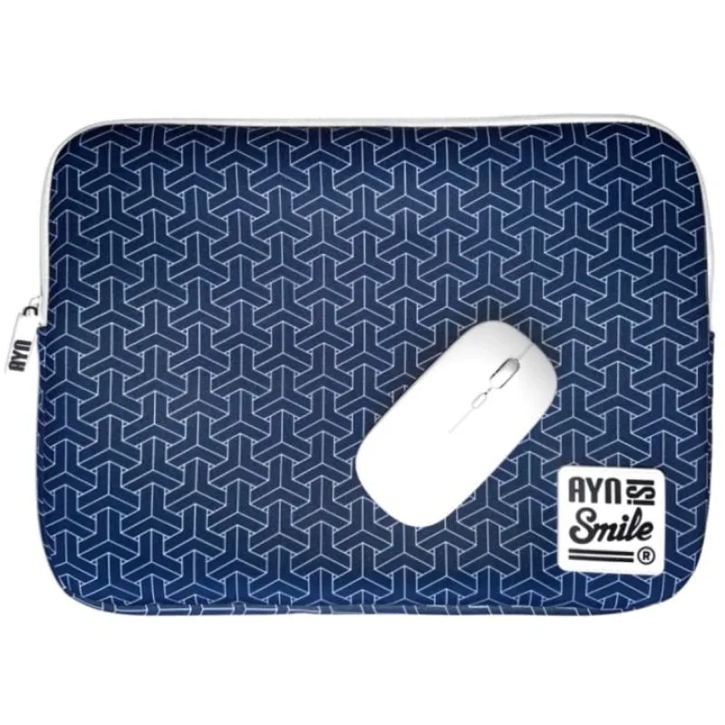 Smile Sleeve Kimono Custodia per laptop fino a 14" in neoprene + mouse wireless Bianco - immagine 1