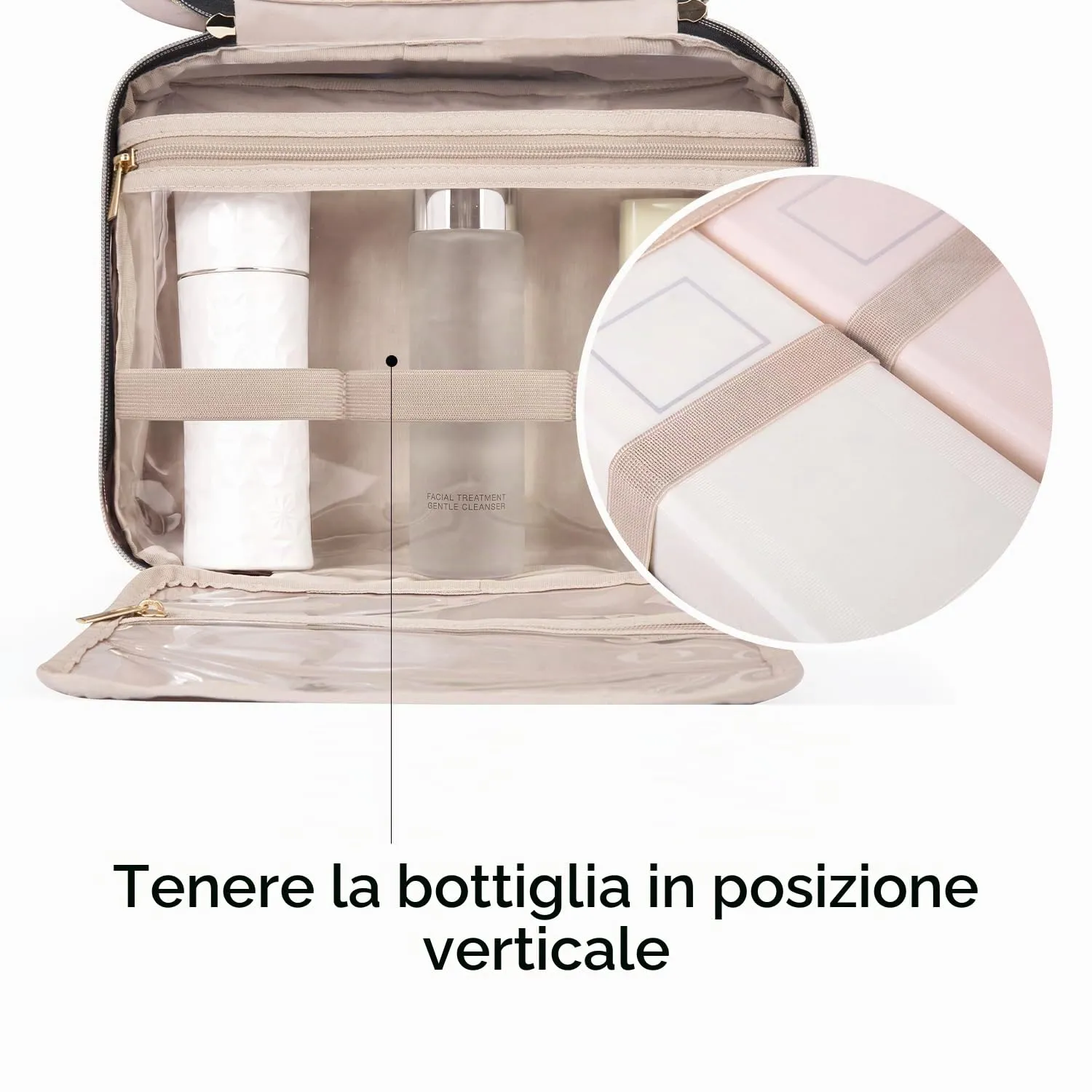 BAGSMART Beauty case da donna, beauty case da appendere, beauty case da viaggio, trasparente, per trucchi, articoli da toeletta, M viola cremisi, M - immagine 4
