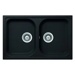 Lavello 2 vasche (79x50cm) LITHOS Nero assoluto Ruvido opaco LITN200SA13N - immagine 1