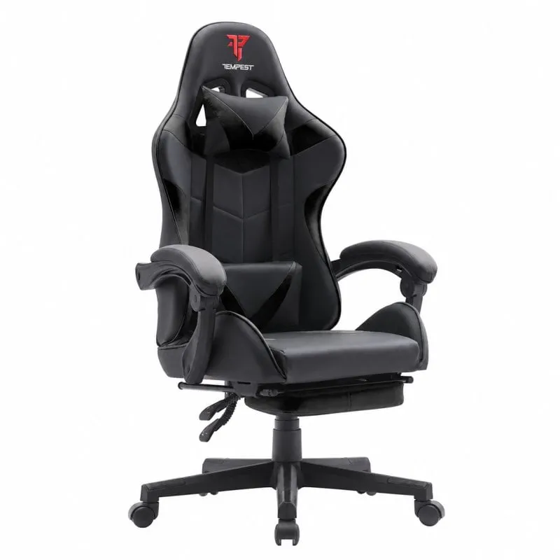 Sedia da gaming Tempest Shake con poggiapiedi e massaggio nera - immagine 1