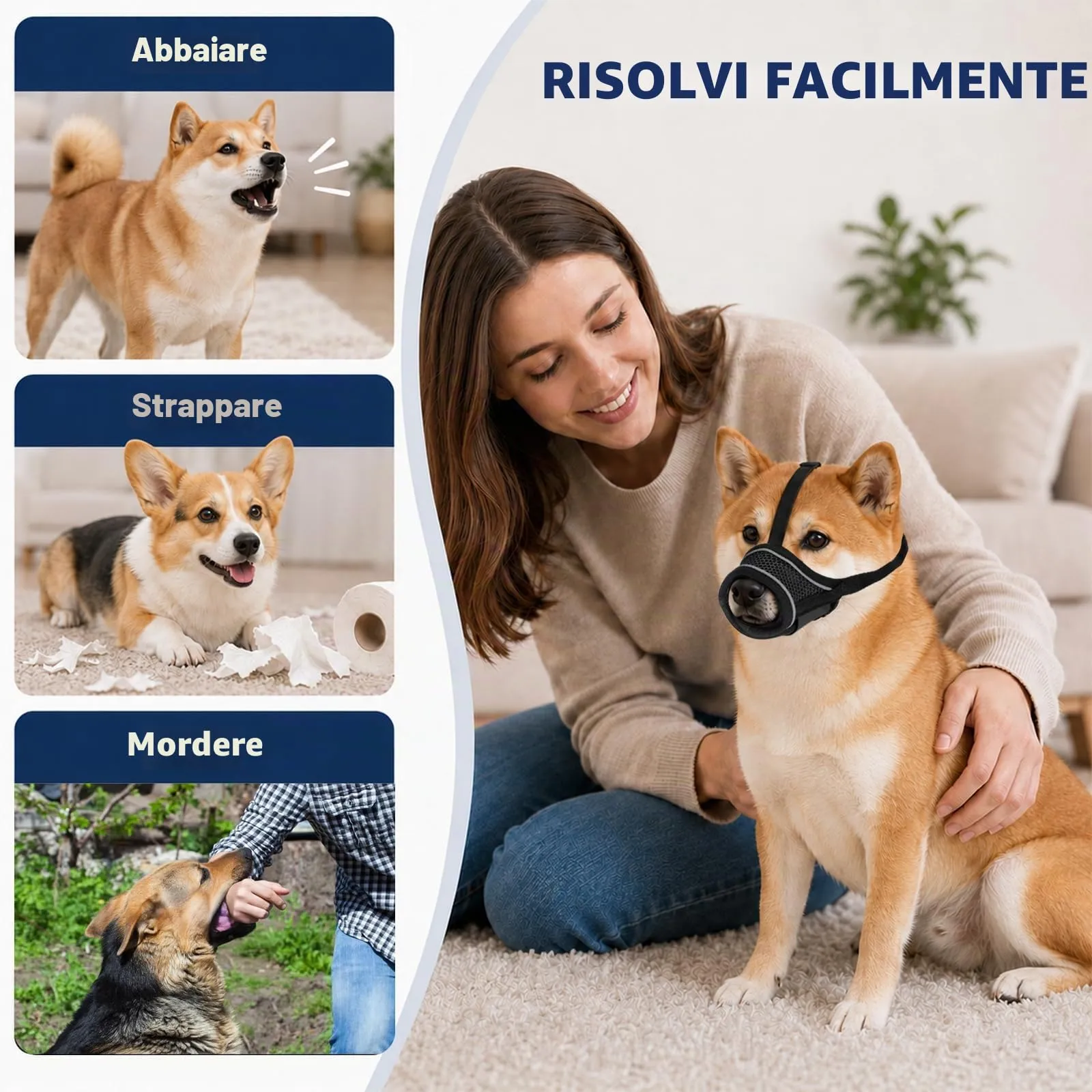 ZEMINRI Museruola Cane con Fascia Regolabile per Testa Museruola Cane - immagine 6