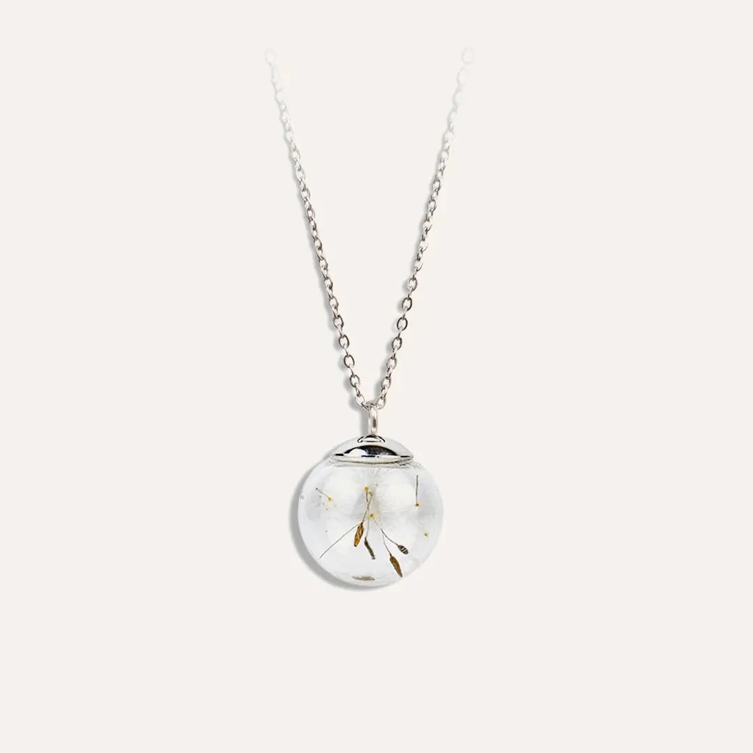 Gioielli Botanici® Parure Donna | Collana Maglie Elegance + Bracciale + Orecchini con Fiori Veri Essiccati in Ampolla di Vetro | Acciaio Inox AISI 316 | Made Italy (Soffione) - immagine 2