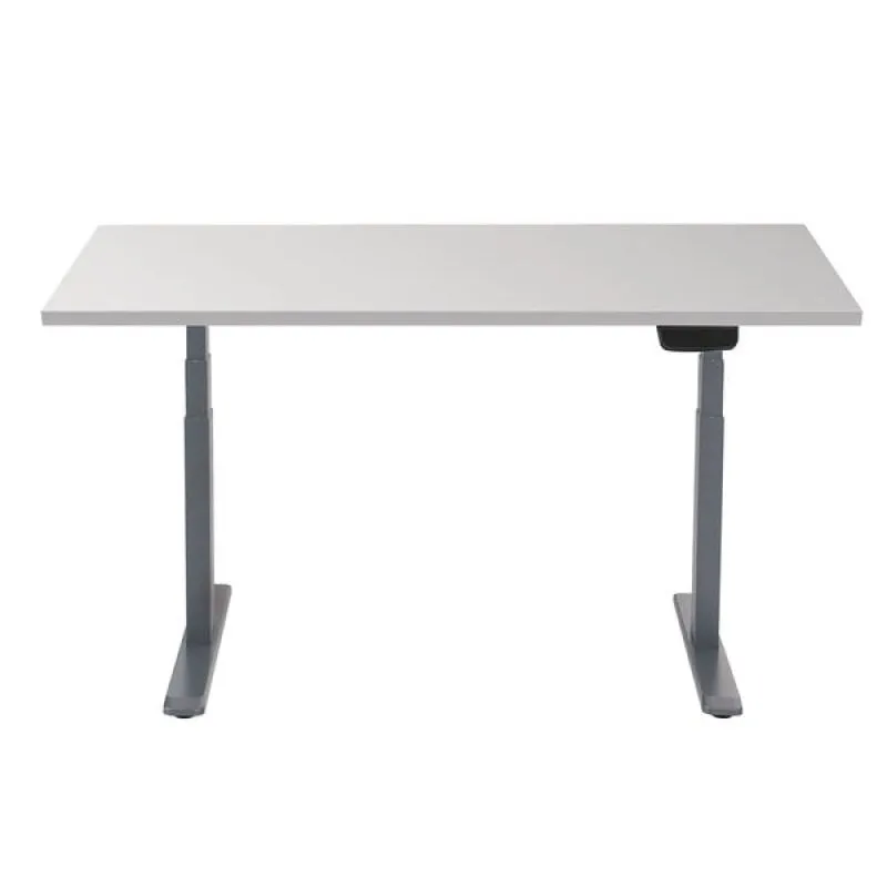 Scrivania Sit/Stand motorizzata Kimex 120x75 cm, altezza 62-128 cm, piano bianco/base grigia, collegata - immagine 1
