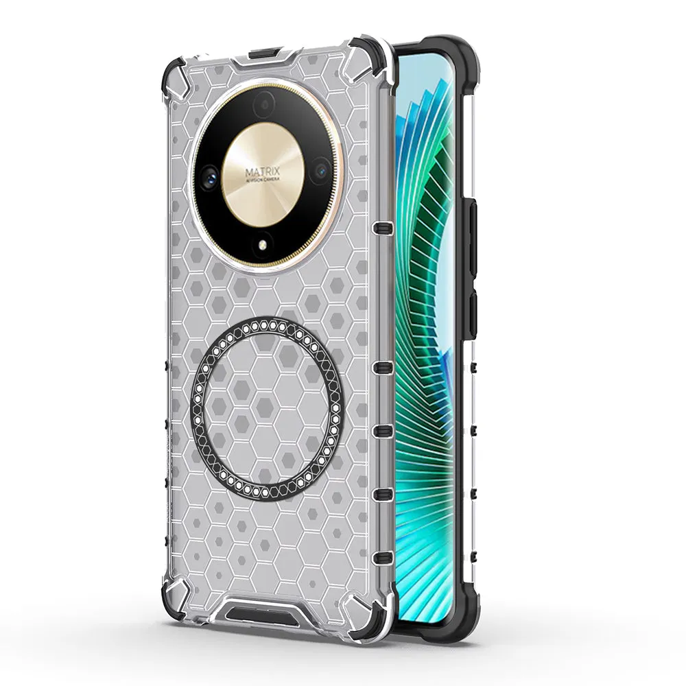 Custodia MagSafe per Honor Magic6 Lite, Techsuit, HoneyComb Shield, Bianca - immagine 1