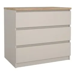 NAIA Cassettiera 3 Cassetti Cashmere e Jackson hickory (75cm) Mobile KIT - immagine 1