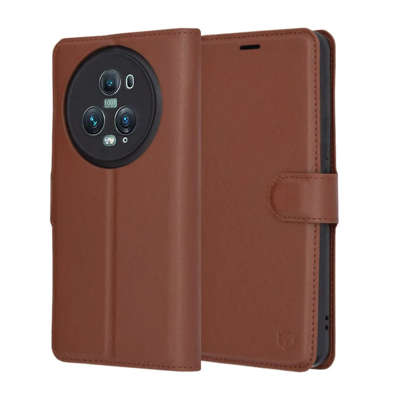 Custodia per Honor Magic5 Pro, Techsuit, Leather Folio, Marrone - immagine 1