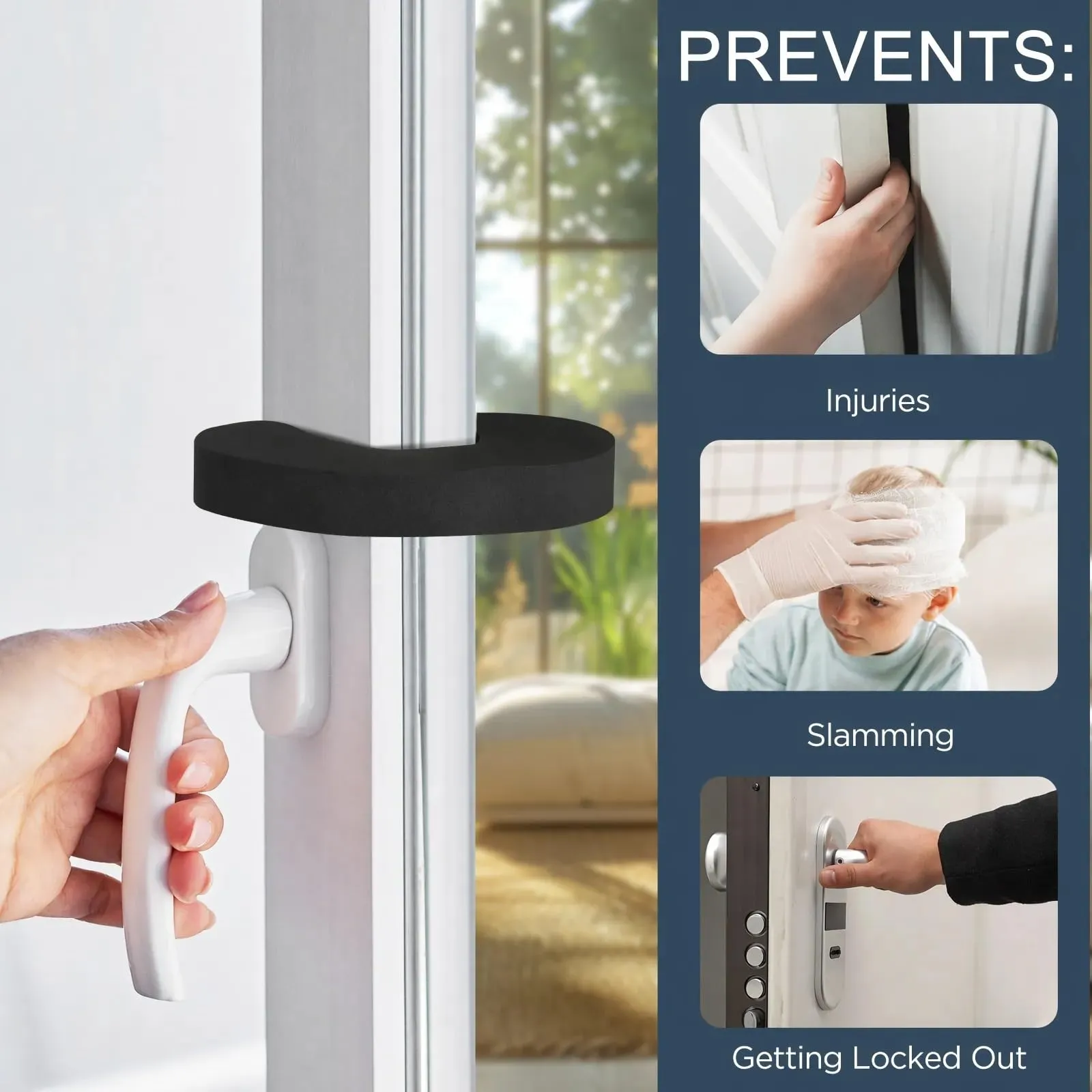 Romon Fermaporta Bambini, 8 Pezzi Sicurezza Schiuma Di Protezione per Dita Fermaporta Bambini Sicurezza per Bambini Fermaporta per Bambini Paraspigoli di Protezione Salva Dita Salvadita per Porte,Nero - immagine 3