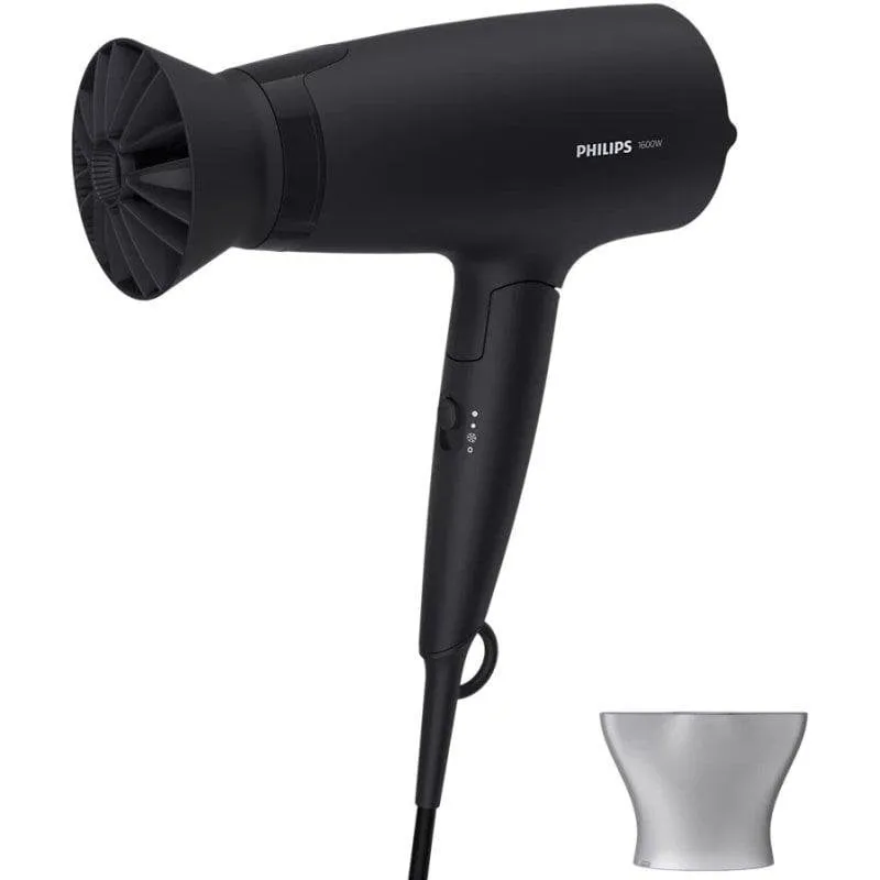 Phon Pieghevole Philips 3000 Series BHD308/10 1600W 3 Temperature 3 Velocità Aria Fredda Nero - immagine 1