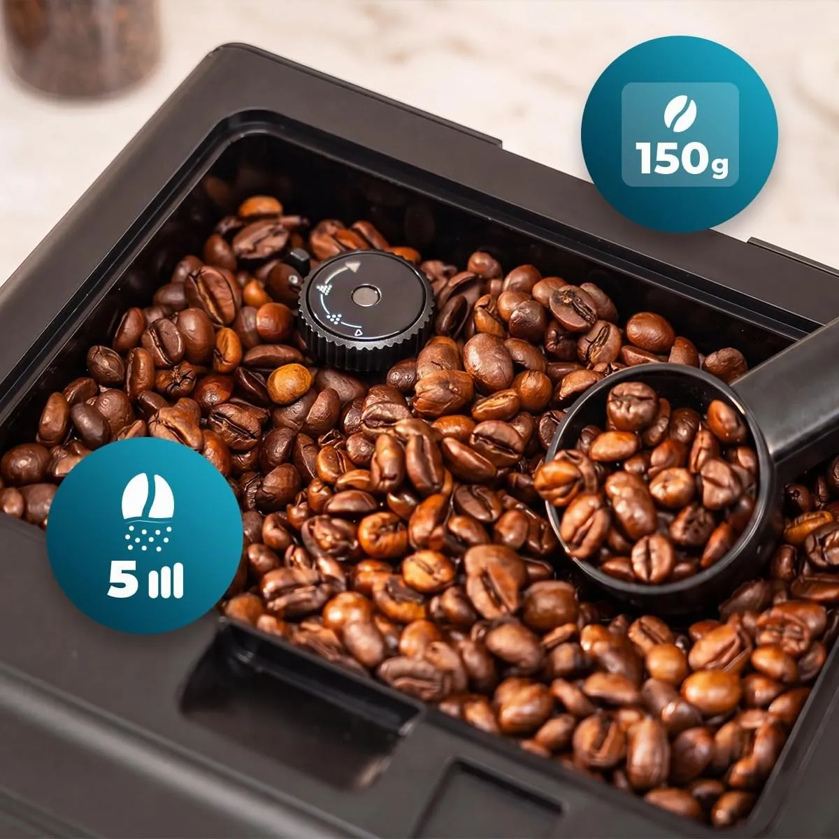 Cecotec Macchina da Caffè Superautomatica Cremmaet Latte Art Elite. 1500W, 19bar, Thermoblock, 6 Bevande, Contenitore Caffè 150g, Macinacaffè Conico, Pulizia Automatica, Serbatoio Latte 400ml - immagine 7