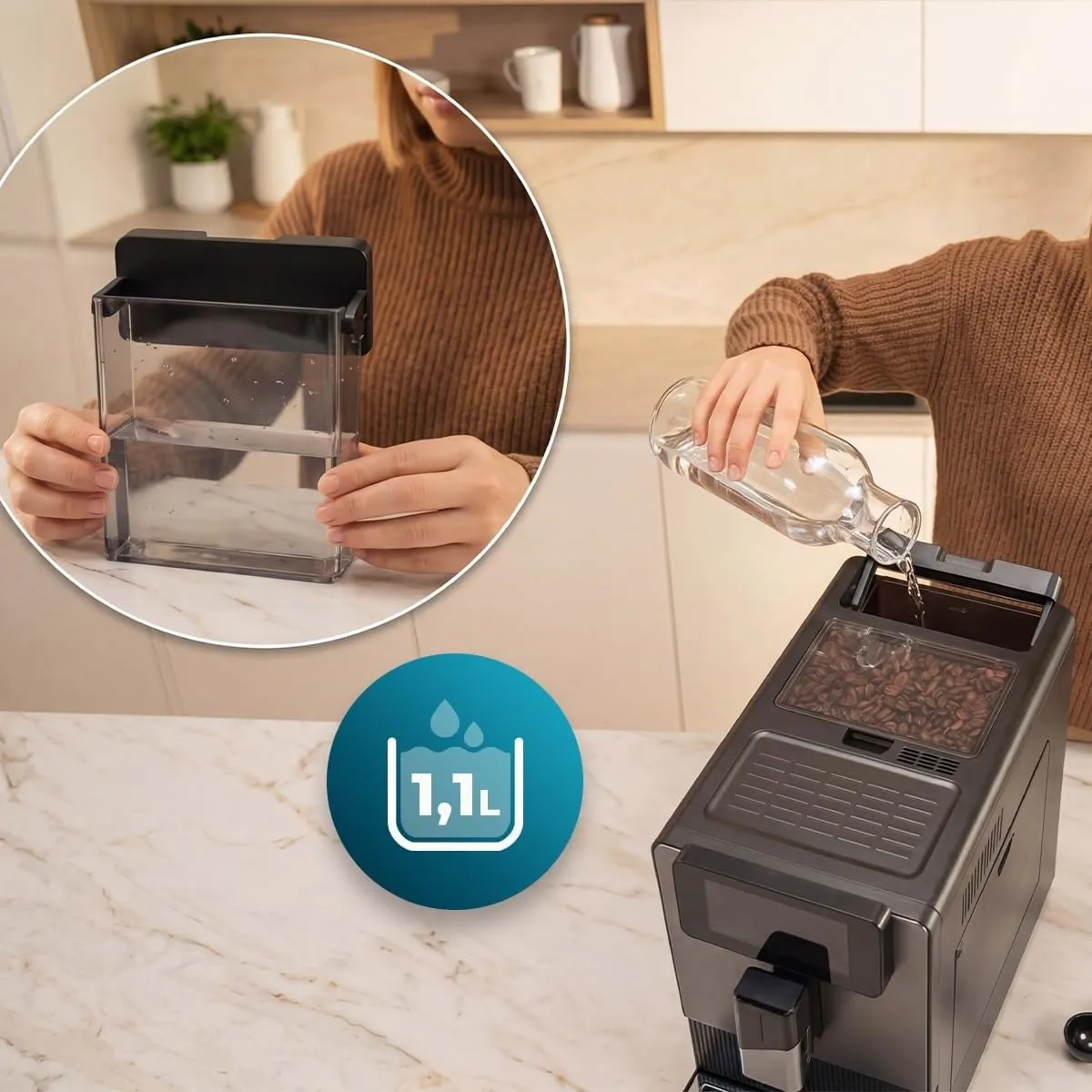 Cecotec Macchina da Caffè Superautomatica Cremmaet Latte Art Elite. 1500W, 19bar, Thermoblock, 6 Bevande, Contenitore Caffè 150g, Macinacaffè Conico, Pulizia Automatica, Serbatoio Latte 400ml - immagine 9