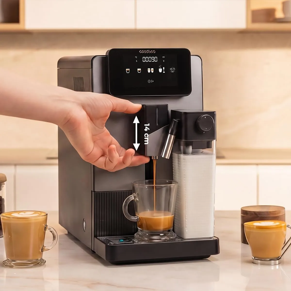 Cecotec Macchina da Caffè Superautomatica Cremmaet Latte Art Elite. 1500W, 19bar, Thermoblock, 6 Bevande, Contenitore Caffè 150g, Macinacaffè Conico, Pulizia Automatica, Serbatoio Latte 400ml - immagine 10