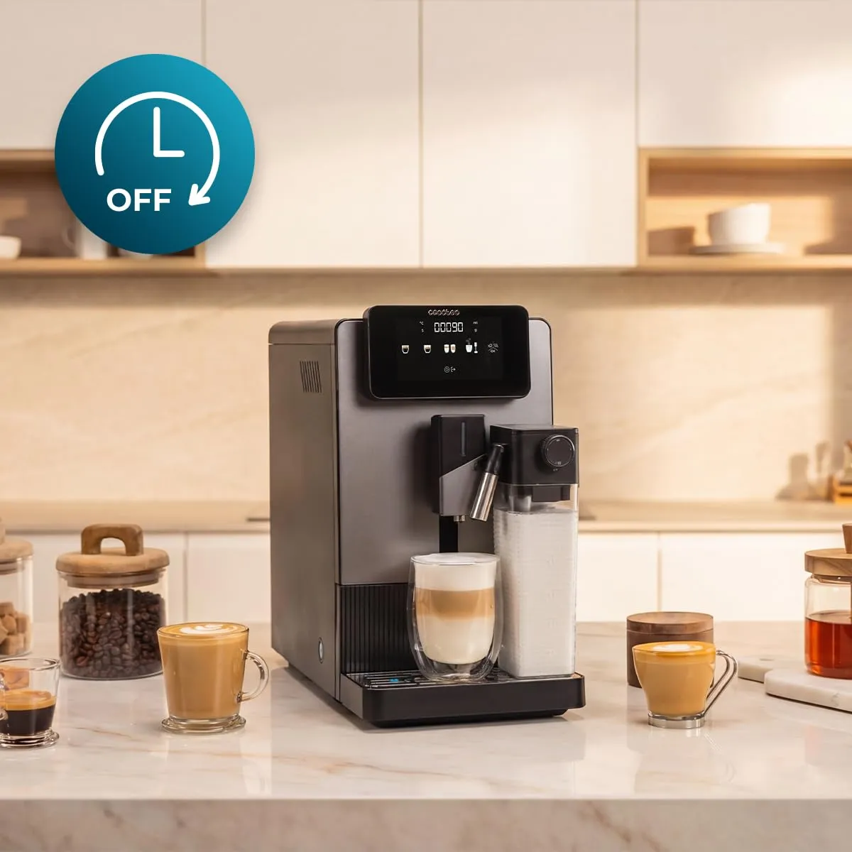 Cecotec Macchina da Caffè Superautomatica Cremmaet Latte Art Elite. 1500W, 19bar, Thermoblock, 6 Bevande, Contenitore Caffè 150g, Macinacaffè Conico, Pulizia Automatica, Serbatoio Latte 400ml - immagine 12