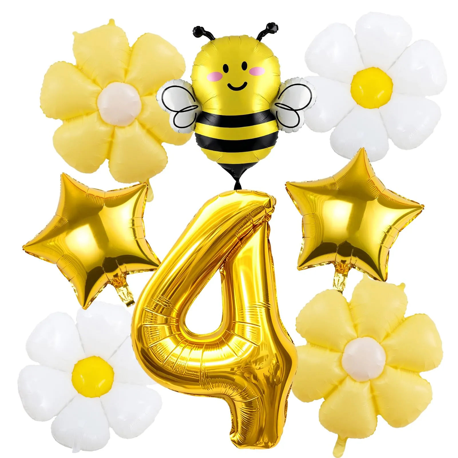 8PCS Decorazioni Palloncini Ape 4 Anni,Palloncinis Margherita Apecompleanno - immagine 1