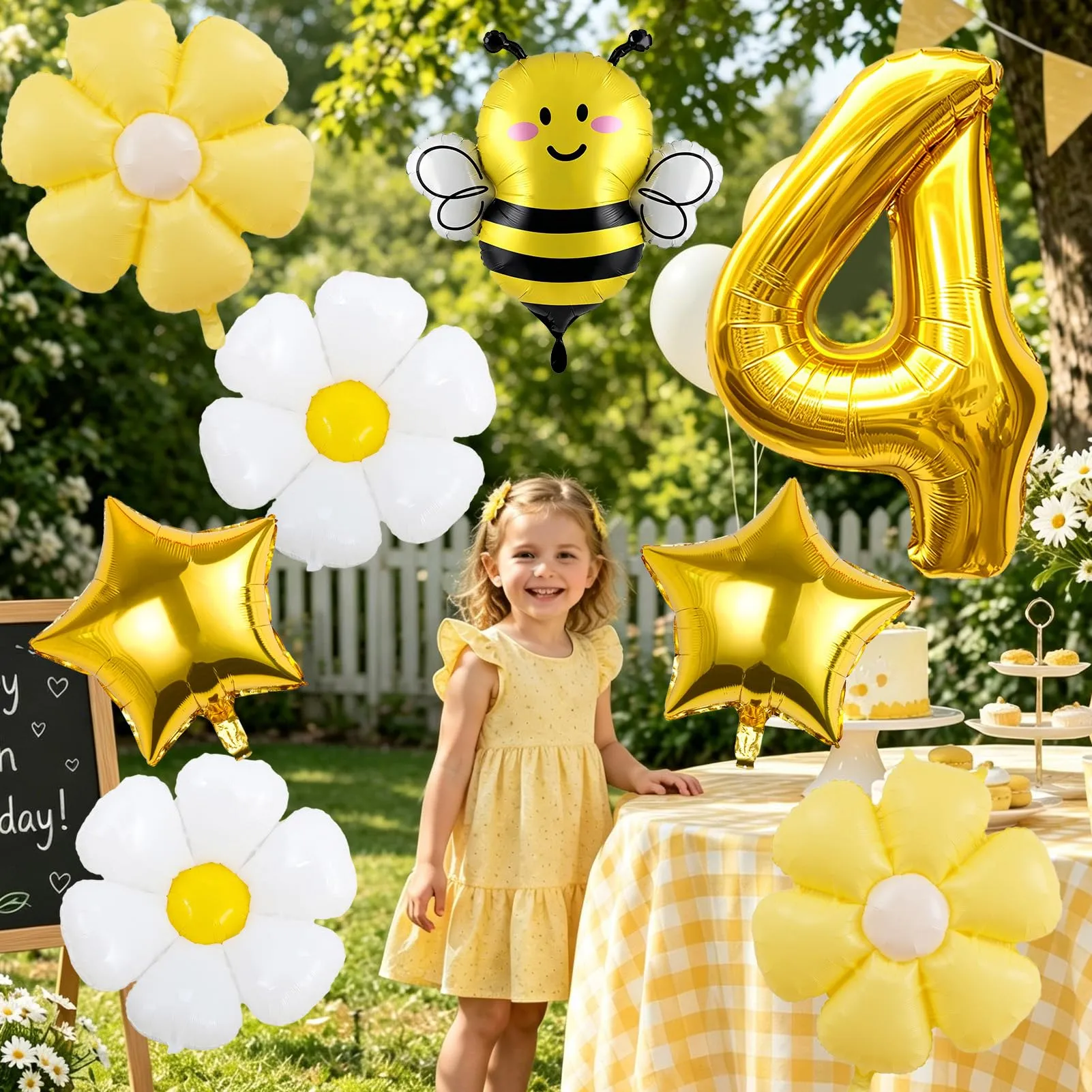 8PCS Decorazioni Palloncini Ape 4 Anni,Palloncinis Margherita Apecompleanno - immagine 6