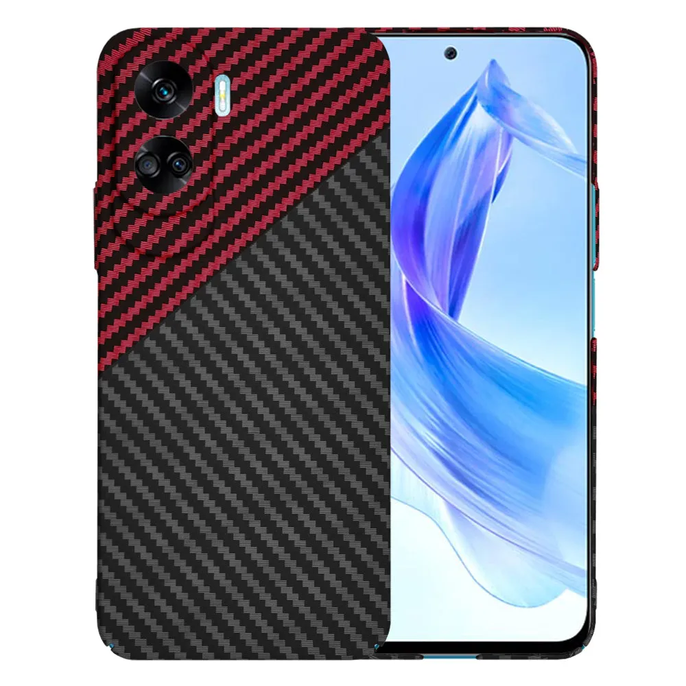 Custodia per Honor 90 Lite, Techsuit, Carbonite FiberShell, Nero Rosso - immagine 1