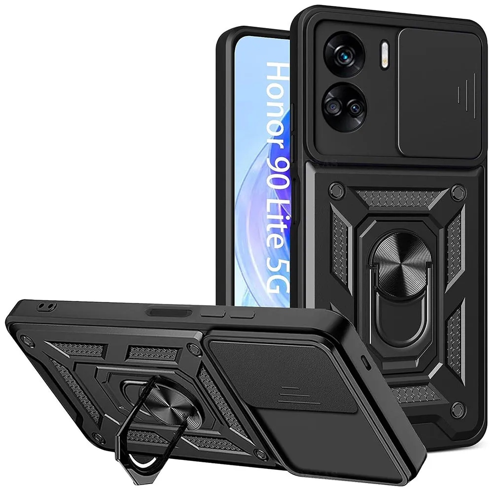 Custodia per Honor 90 Lite, Techsuit, CamShield, Nera - immagine 1