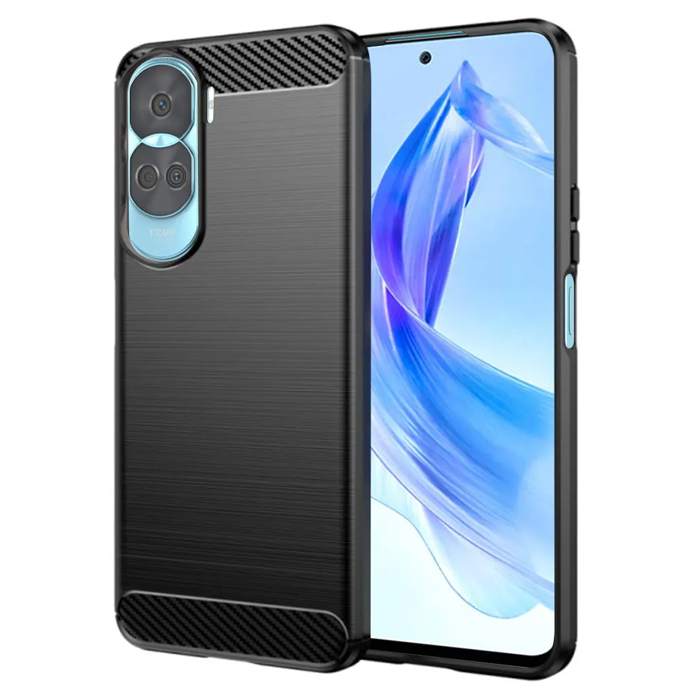 Custodia per Honor 90 Lite, Techsuit, Carbonio, Nera - immagine 1