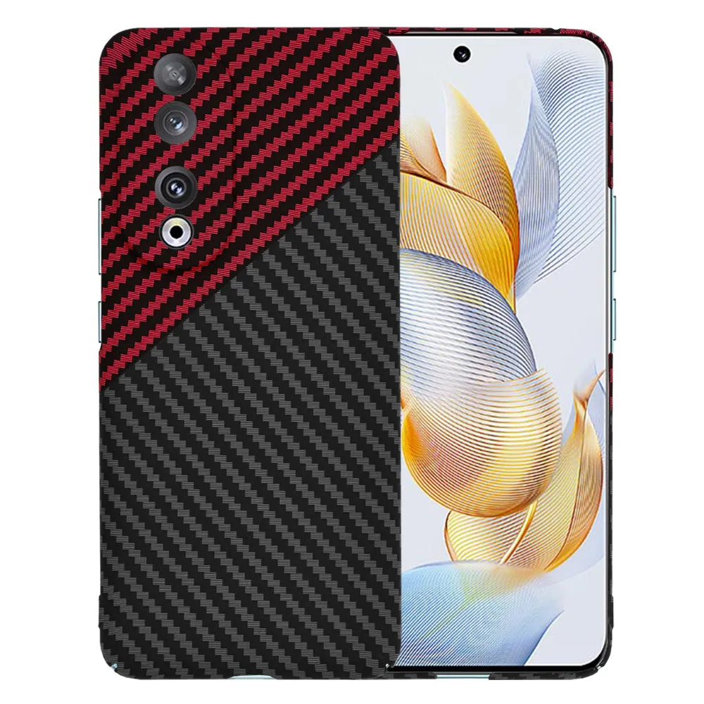 Custodia per Honor 90, Techsuit, Carbonite FiberShell, Nero Rosso - immagine 1