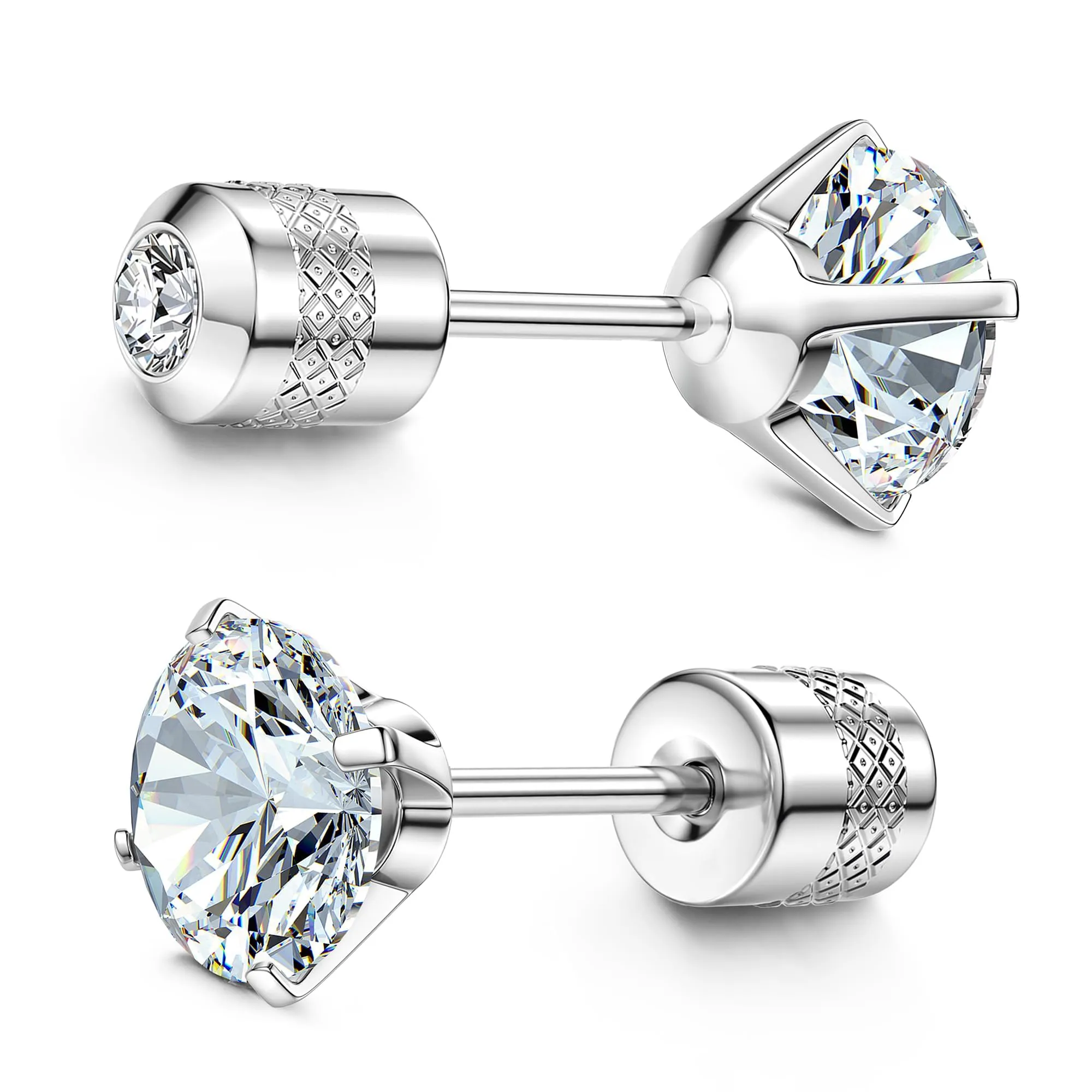 Morfetto Orecchini Titanio G23 Anallergici Con Zircone Cubica Donna Uomo - Piercing Orecchio Helix Trago Conch Titanio Orecchini Punto Luce Orecchie Sensibili Unisex Gioielli Argento 3MM - immagine 1