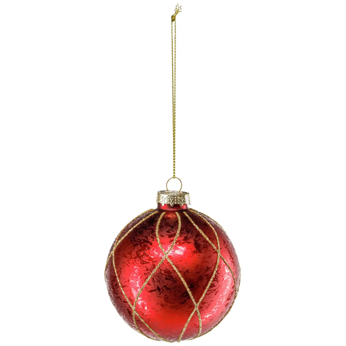 6x Palline di natale in vetro oro o rosse Takara; 8 cm (Ø); rosso/oro; 6 pz. / Pacco - immagine 1